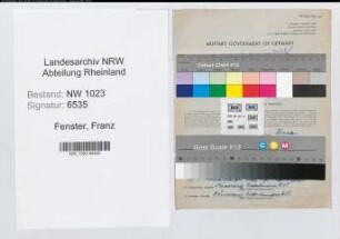 Entnazifizierung Franz Fenster , geb. 14.03.1892 (Bankangest.)