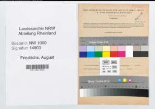 Entnazifizierung August Friedrichs, geb. 12.09.1898 (Postsekretaer)