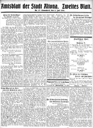Nummer 27. Zweites Blatt. : Sonnabend, den 3. Juli 1926