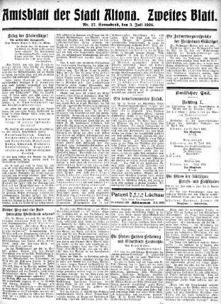 Nummer 27. Zweites Blatt. : Sonnabend, den 3. Juli 1926