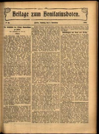 Zweite Ausgabe vom Sonntag, den 05. November 1905.