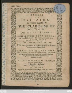 ELEGIA || IN || EFFIGIEM || ... DN. ADAMI SIBERI:|| ... ||