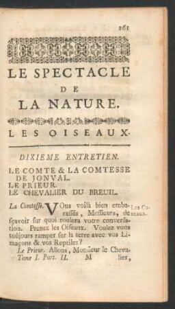 Dixieme Entretien. Les Oiseaux.