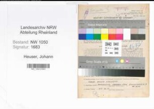 Entnazifizierung Johann Heuser , geb. 05.11.1891 (Kaufmaennischer Angestellter)