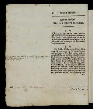 Dritter Abschnitt. Von den Thieren überhaupt