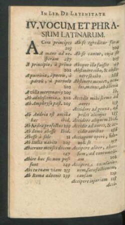 IV. Vocum Et Phrasium Latinarum.