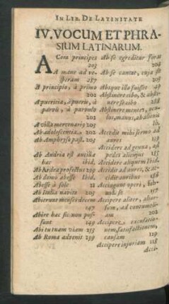 IV. Vocum Et Phrasium Latinarum.