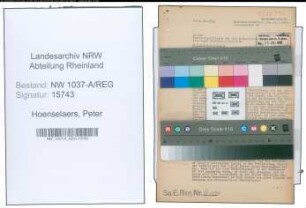 Entnazifizierung Peter Hoenselaers , geb. 12.08.1895 (Intendant)