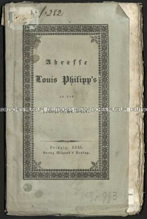 Festschrift von König Louis-Philippe I. an das französische Volk zum 5. Jahrestag der Julirevolution von 1830