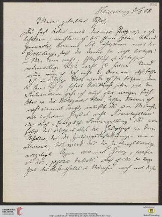 Heid. Hs. 3484,875: Brief von Eberhard Gothein an Marie Luise Gothein