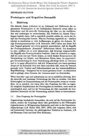 Prototypen und Kognitive Semantik