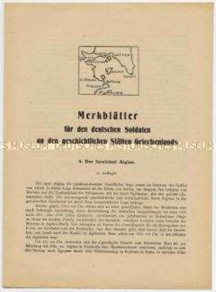 Informationsschrift für Wehrmachtssoldaten über die antiken Stätten im besetzten Griechenland