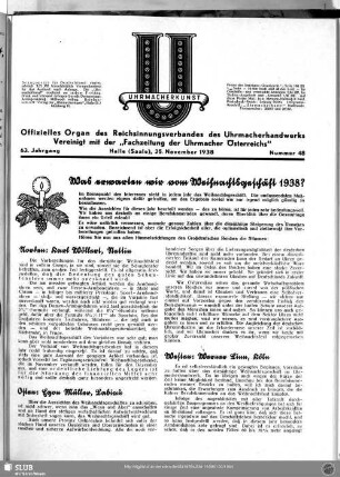 Was erwarten wir vom Weihnachtsgeschäft 1938?