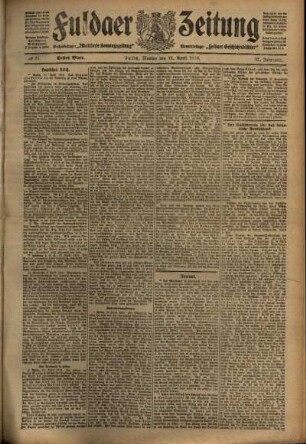 Erste Ausgabe vom Montag, den 11. April 1910.