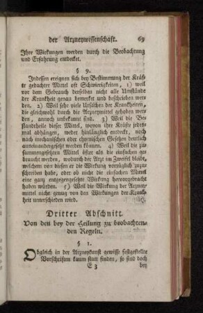 Dritter Abschnitt. Von den bey der Heilung zu beobachtenden Regeln.