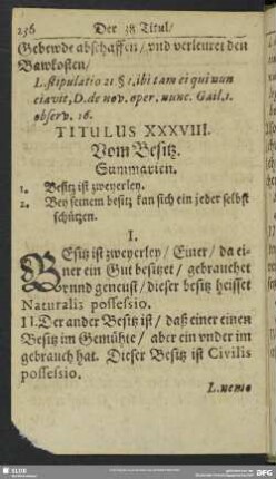 Titulus XXXVIII. Vom Besitz