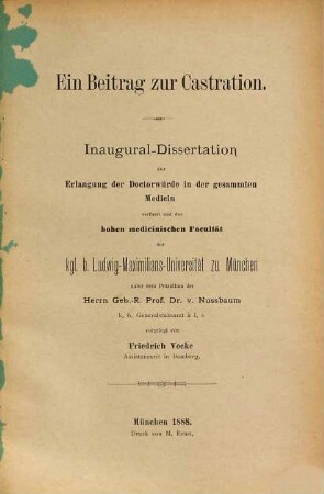 Ein Beitrag zur Castration