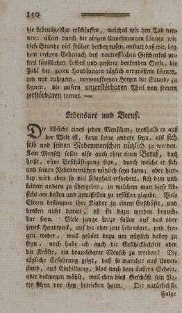 Lebensart und Beruf