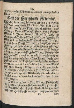 Von der Herrschafft Mielnick.
