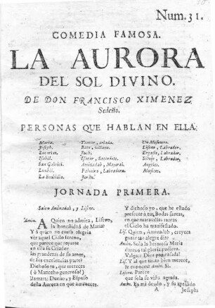 La Aurora Del Sol Divino : Comedia Famosa