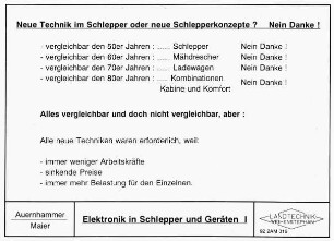 Elektronik in Schlepper und Geräten I