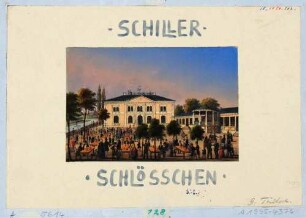 Das Ausflugslokal "Schillerschlösschen" (auch Felsners Etablissement) in Dresden am rechten Elbufer und an der Bautzner Straße östlich an Marcolinis Vorkwerk angrenzend