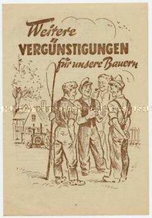 Illustrierte Flugschrift des Amtes für Information an die Bauern für erhöhte Ablieferung von Schlachtvieh nach Verbesserung der Ankaufkonditionen