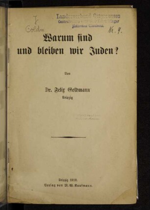 Warum sind und bleiben wir Juden?