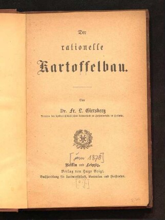 Der rationelle Kartoffelbau