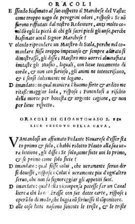 Oracoli Di Gioantomaso S. Felice Vescovo Della Cava.