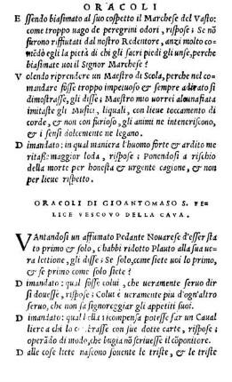 Oracoli Di Gioantomaso S. Felice Vescovo Della Cava.