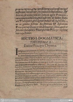 THEOREMA I. Dantur Principia Chymica.
