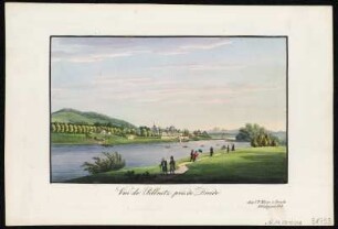 Ansicht des Schlosses Pillnitz, Stich, um 1835