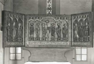 Plaue. Liebfrauenkirche. Flügelaltar. Holz, farbig gefaßt; 120 x 325 cm, um 1470