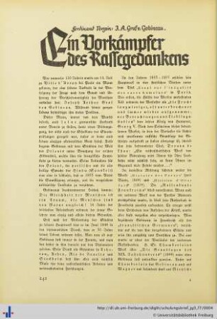 Graf Gobineau. Ein Vorkämpfer des Rassegedankens.