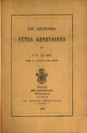 Les anciennes fêtes genevoises