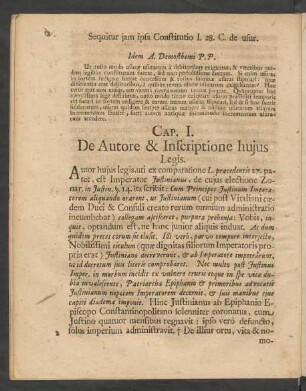 Cap. I. De Autore & Inscriptione huius Legis.