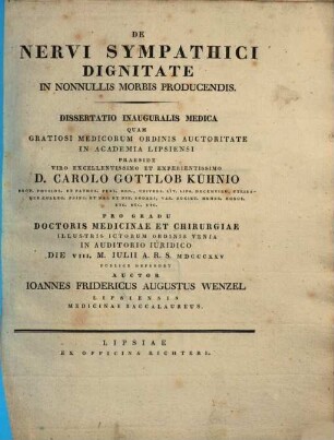De nervi sympathici dignitate in nonnullis morbis producendis : dissertatio inauguralis medica