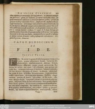 Caput Duodecimum, De Fide.