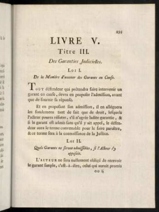 293-302, Titre II. - Titre V.