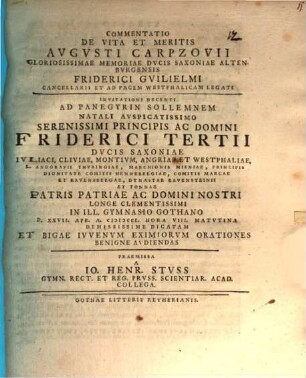 Commentatio de vita et meritis Augusti Carpzovii
