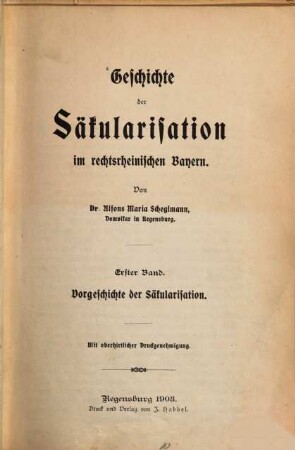 Geschichte der Säkularisation im rechtsrheinischen Bayern, 1. Vorgeschichte der Säkularisation