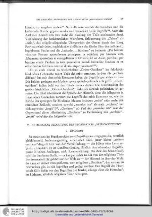 V. Die religiöse Bedeutung des Gegensatzes "Oriens-Occidens"