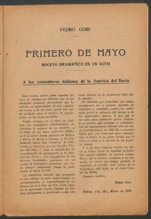 Primero de mayo : Boceto dramático en un acto