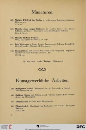Kunstgewerbliche Arbeiten (Nr. 639-651)