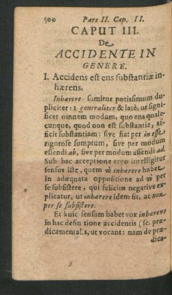 Caput III. De Accidente In Genere.