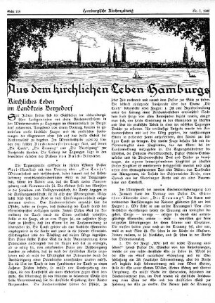 Aus dem kirchlichen Leben Hamburgs