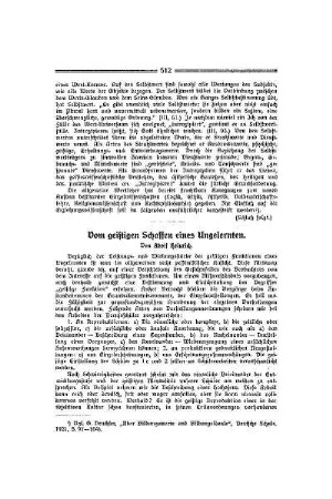 Vom geistigen Schaffen eines Ungelernten