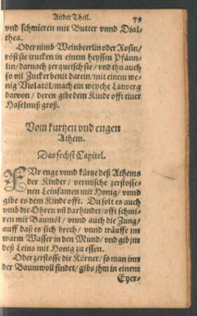 Vom kurtzen und engen Athem. Das sechst Capitel.