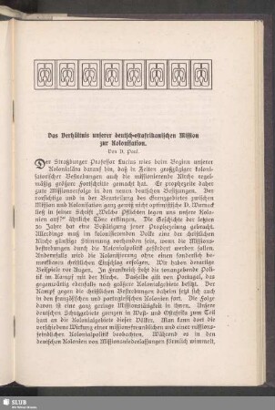 Das Verhältnis unserer deutsch-ostafrikanischen Mission zur Kolonisation
